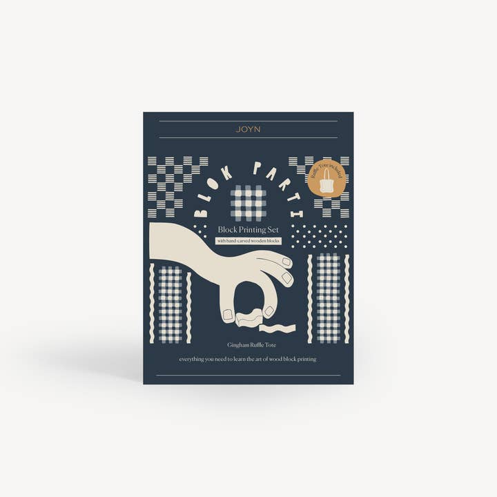 Block Printing Set - Gingham Ruffle Tote for wholesale by JOYN