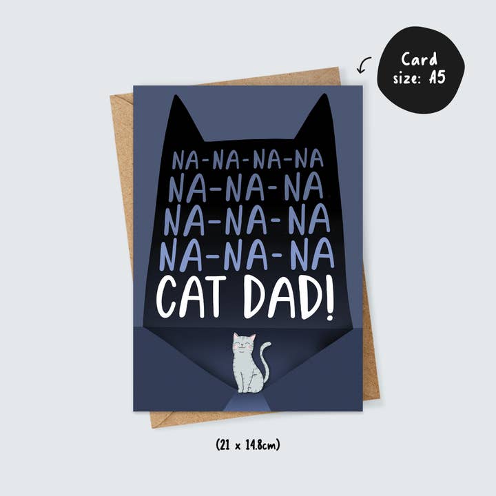 Inky in the Wild - Wholesale Father's Day Card - Batman Theme Cat Dad Card1
