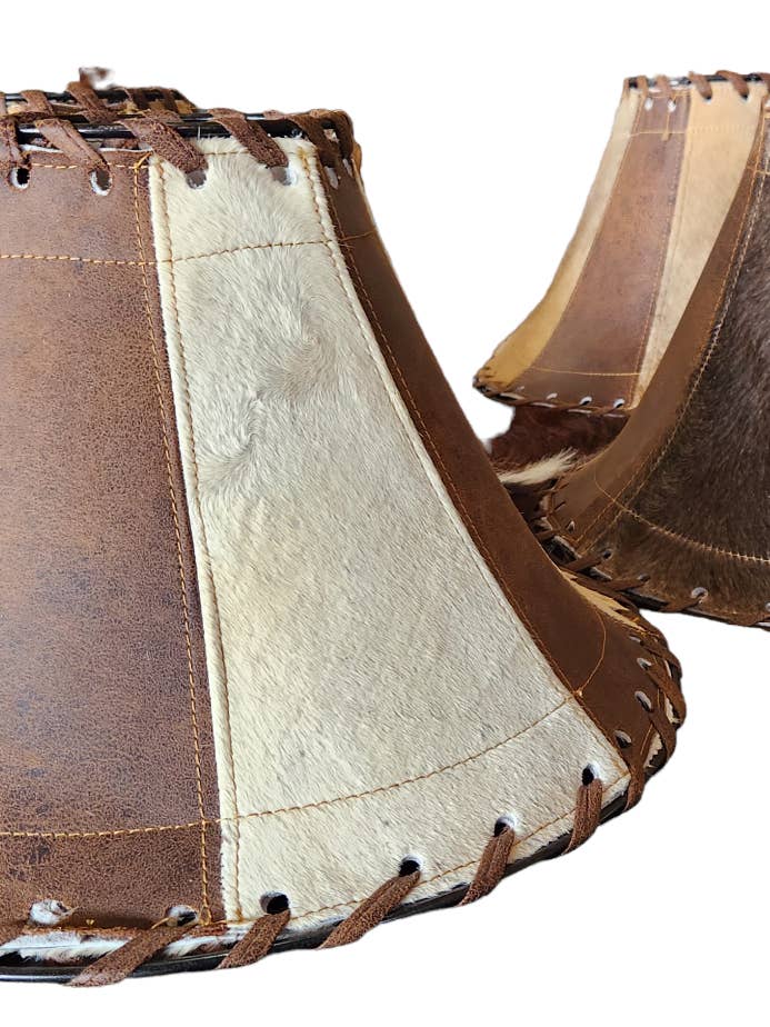 Assorted Cowhide lamp shades for wholesale by Luises Perez Imports LLC