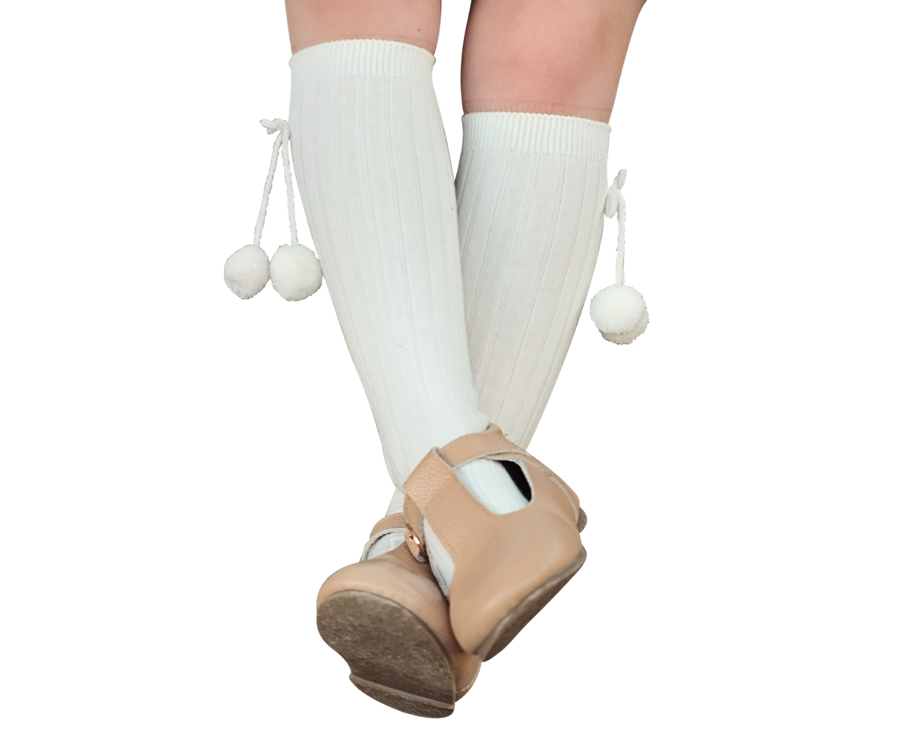 Classical Child - Vente Chaussettes – enfant - Chaussettes de genouillères à pompon haute couleur blanche16