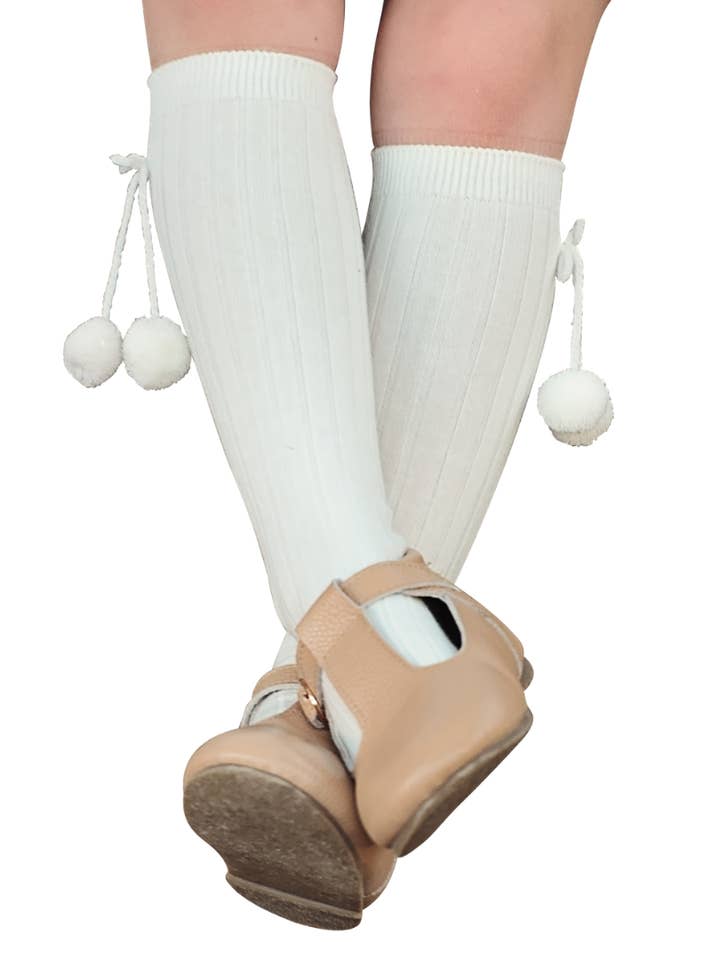 Classical Child - Wholesale Socks - Kids - White Pom Pom Socks4