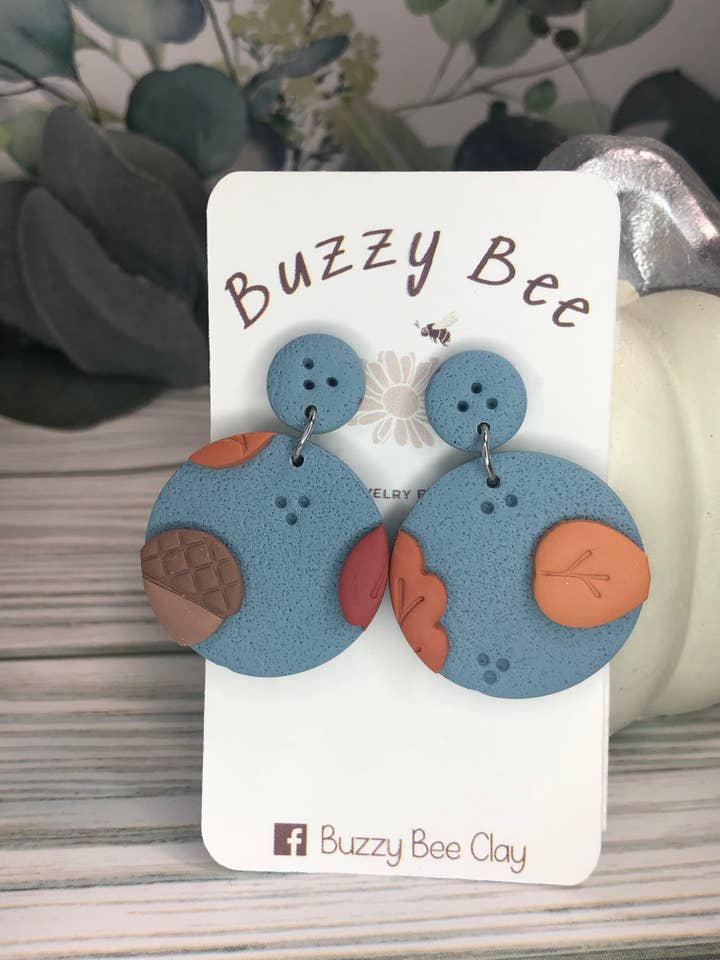 Fall circle dangles for wholesale by Buzzy bee clay