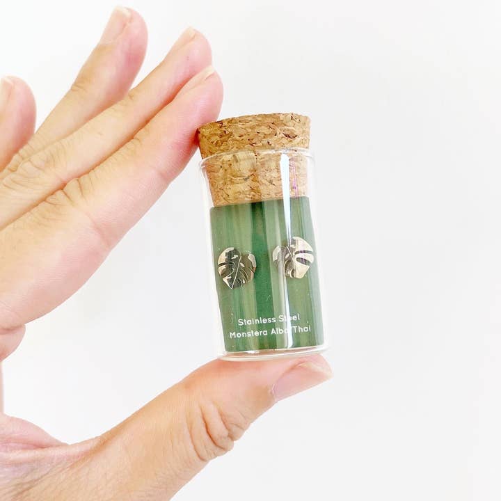 Dainty Little Tiny Things - Wholesale Stud/Post Earrings - Monstera Albo & Thai Constellation Plant Studs3