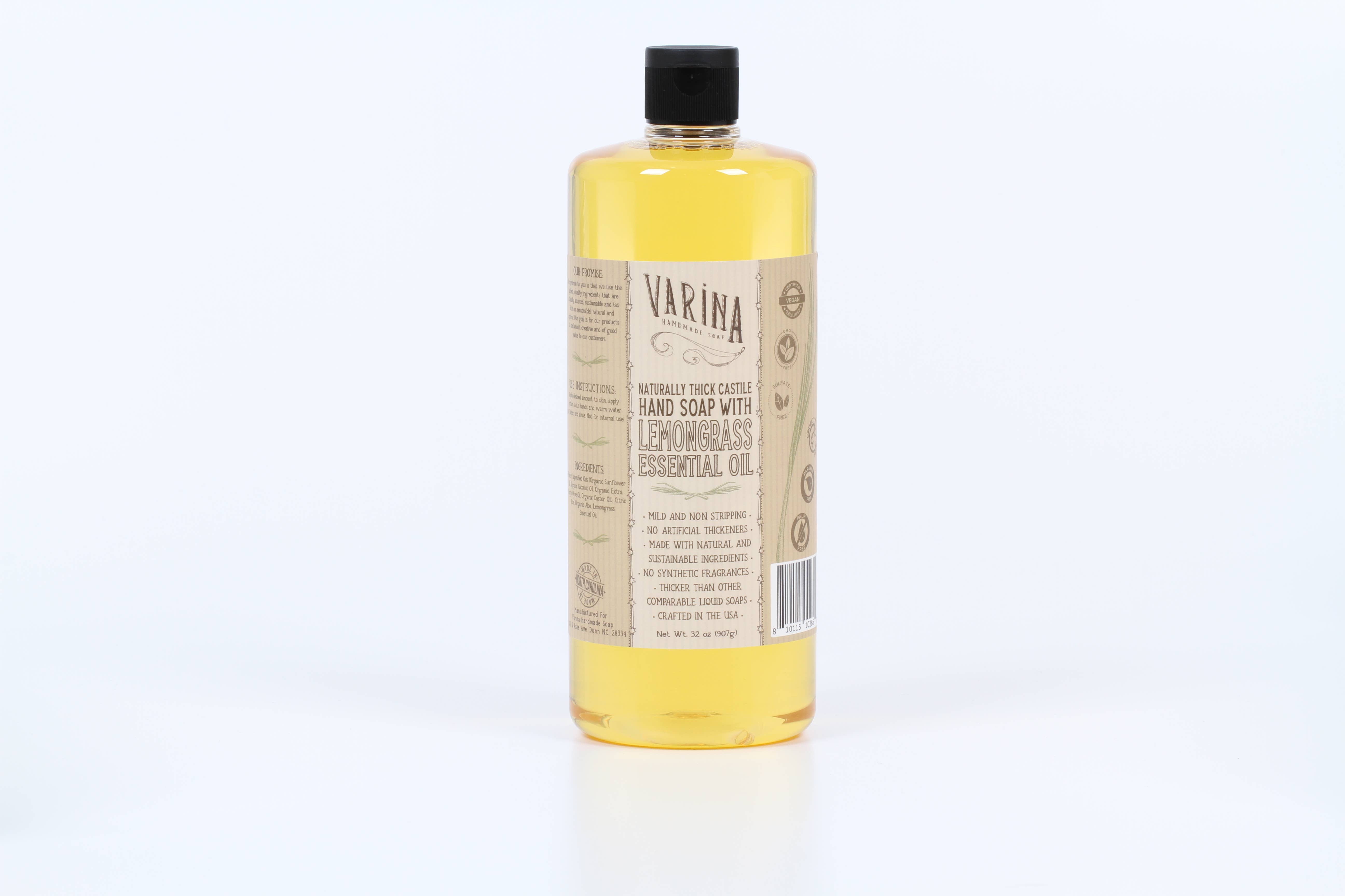Varina Soap - Vente Savons/lotions pour les mains - Savon Liquide de Castille Bio à la Citronnelle 32 oz0