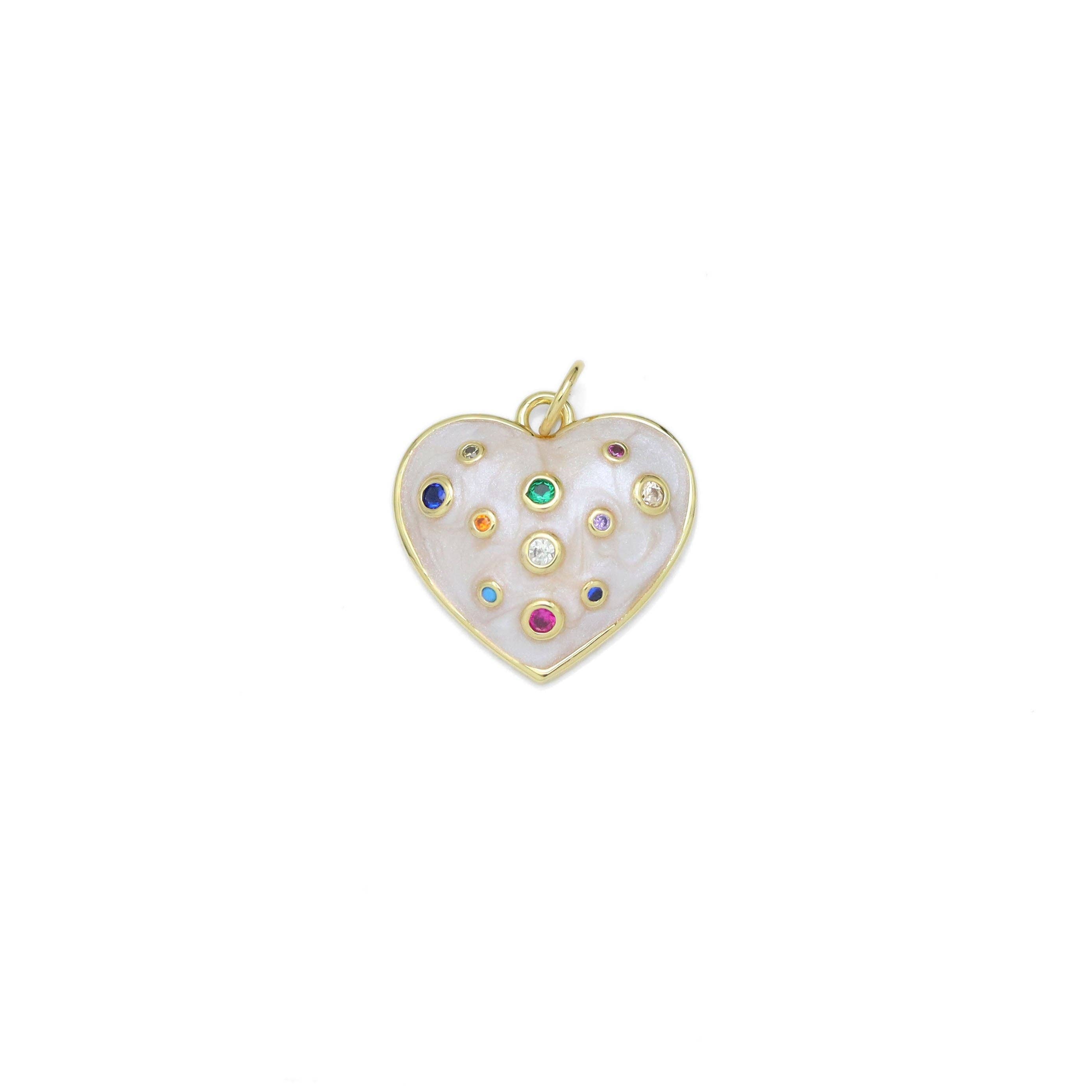 BestBeads&Beyond - Wholesale Individual Charm/Pendant - Colorful CZ Enamel Heart Pendant Charm, Sku#Y9500