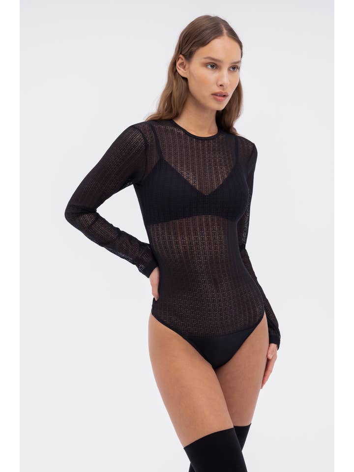 Matrix Long Sleeve Bodysuit | Black for wholesale on Faire1