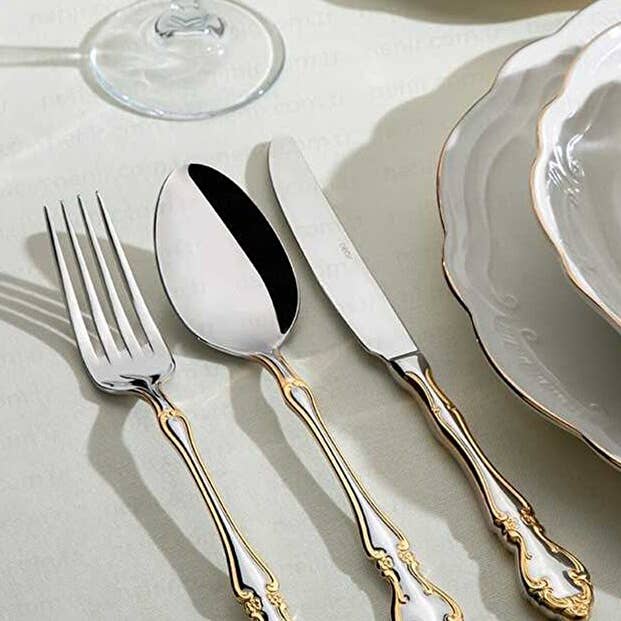 Set di Posate Nehir Adriana Premium Gold Plain - 89 Pezzi per la vendita all'ingrosso da parte di Aladdin