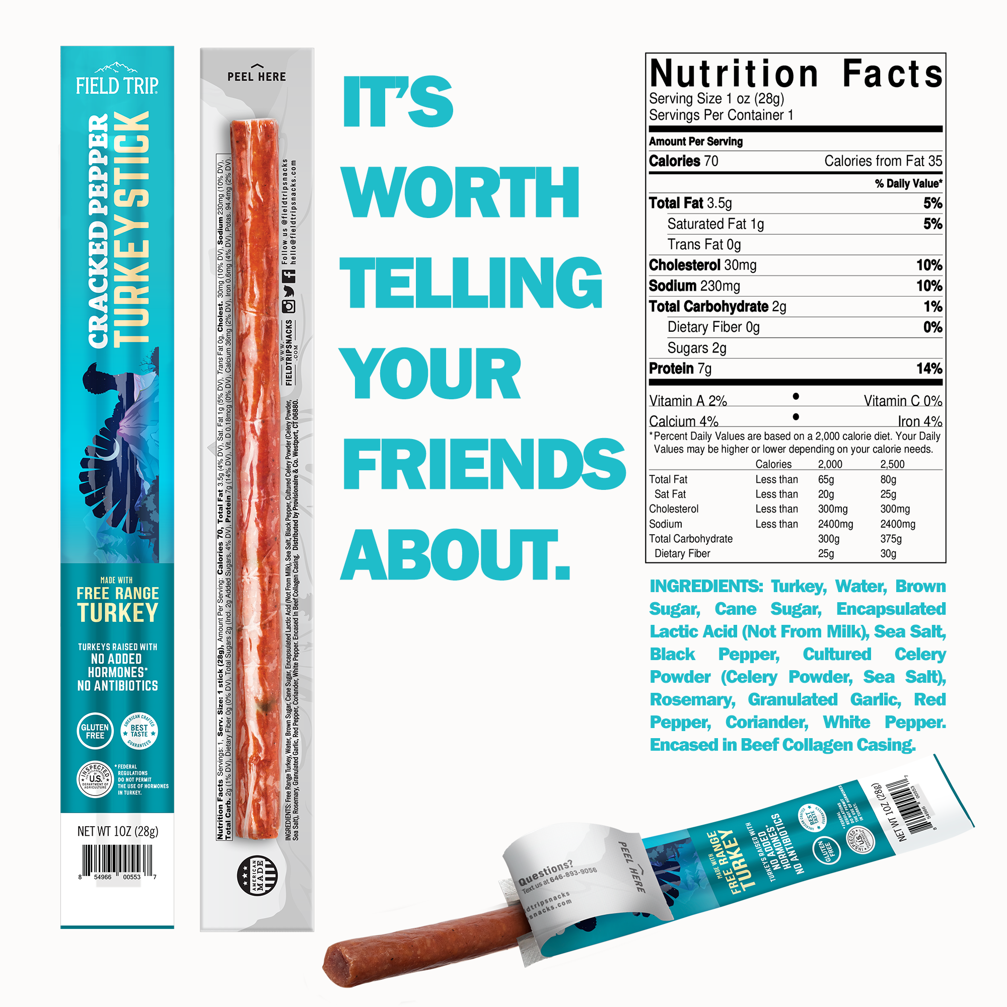 FIELD TRIP - Wholesale Jerky - Cracked Pepper Turkey Stick (1oz)2