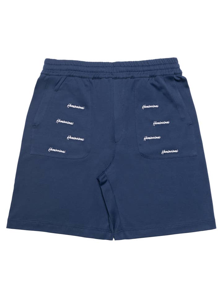 Pantalones cortos bordados azules HEMBERP para venta al por mayor de HEMINEINAI