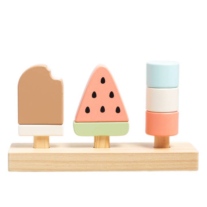 Wooden Ice Cream Stacking Toy, Toddler Montessori Play Food for wholesale by Pearhead