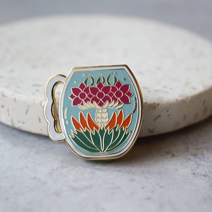 Tea Thoughts - Wholesale Lapel Pin/Button - Blooming Tea Enamel Pin