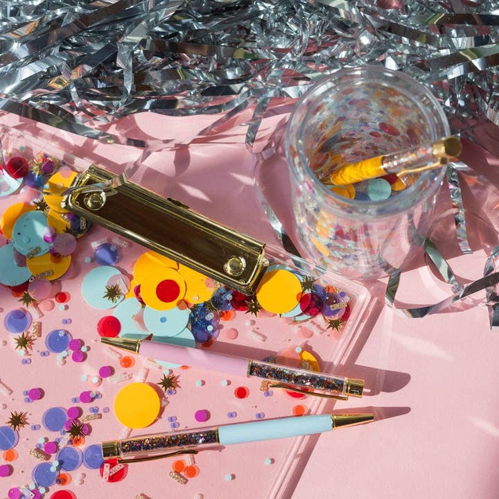 Packed Party - Wholesale Clipboard - Celebrate Every Day Confetti Never Boring Clear Clipboard2