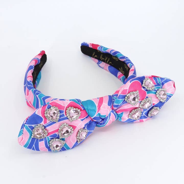 Vintage Halo Hearts Mini Bow Headband for wholesale by La Bella