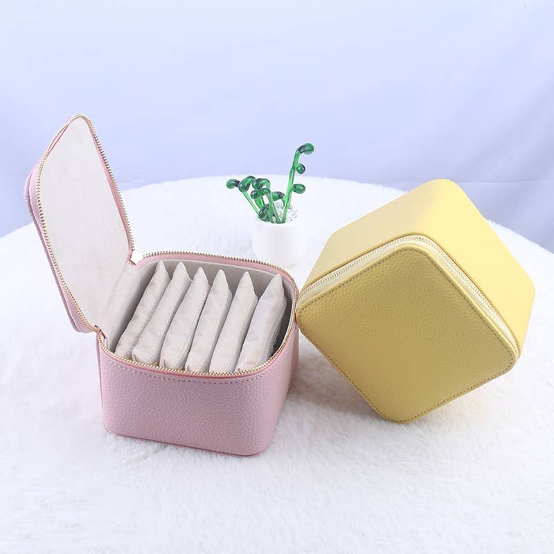 wandf - Wholesale Jewelry Box/Organizer - Leather Jewelry Organizer Box with 6 Pouches,Compact Storage10