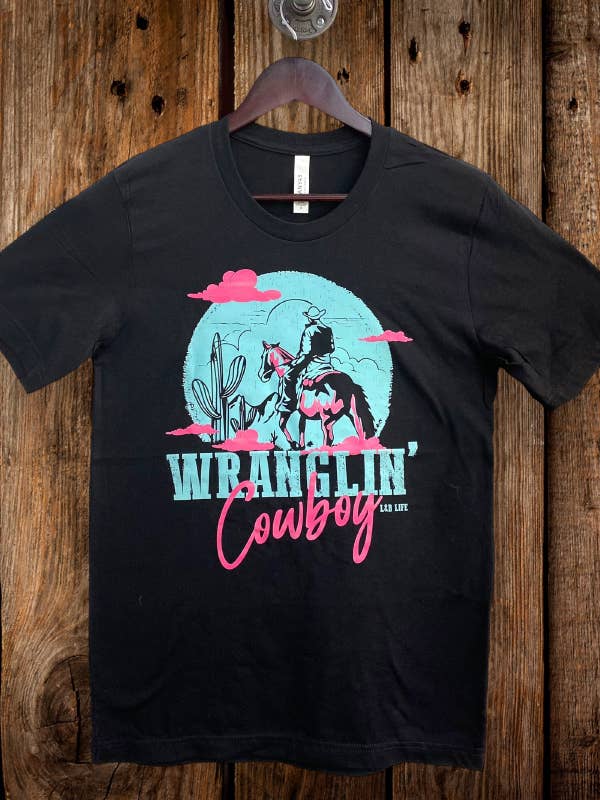 BC DTF WRANGLIN COWBOY TEES, T-SHIRTS, TSHIRTS, for wholesale by L&B Life