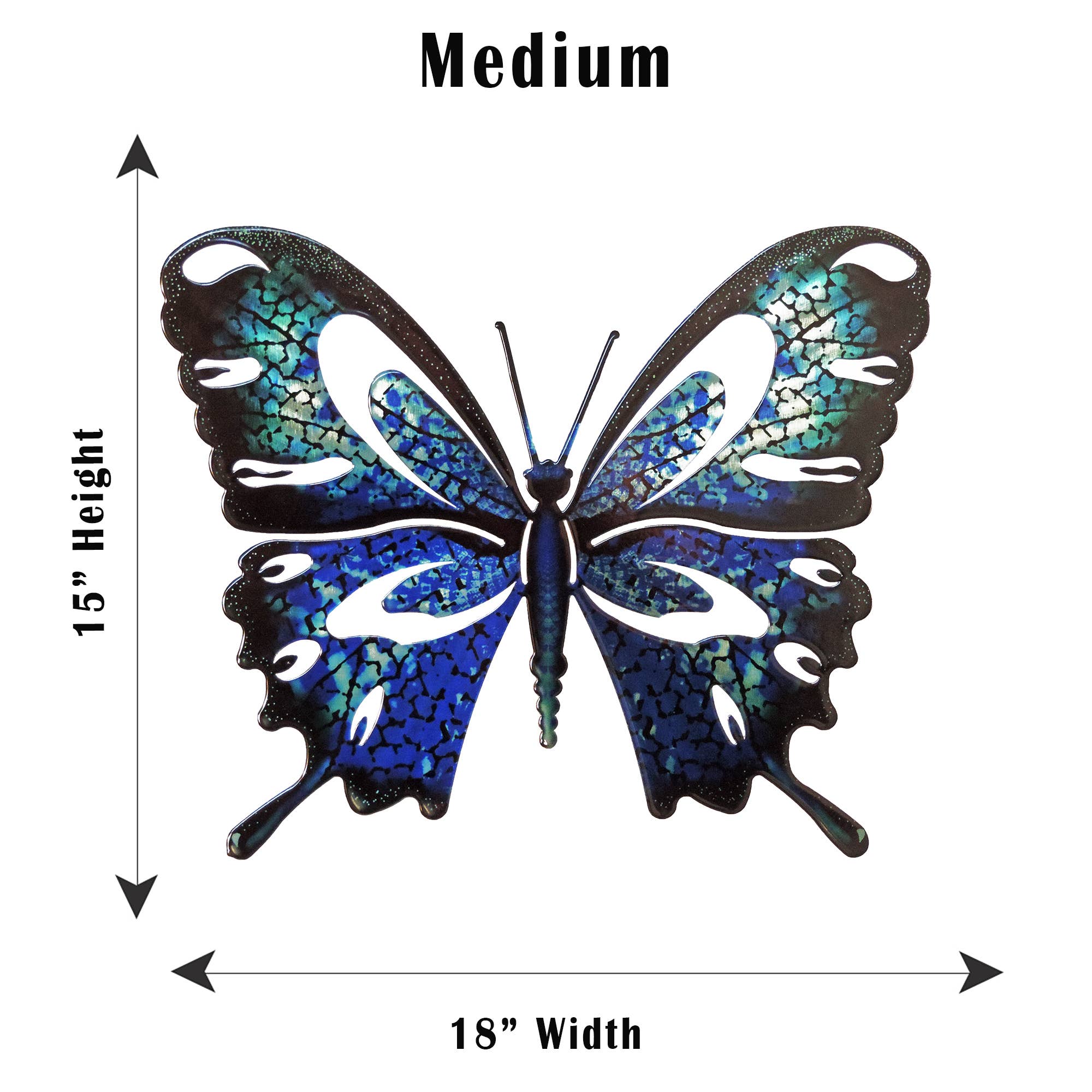Next Innovations - Vente Décoration murale - Art mural en métal, papillon, taille moyenne, bleu/noir3