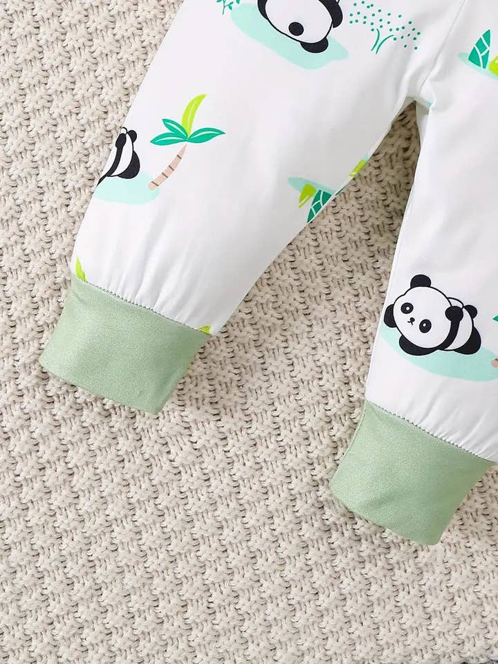 Huis Van Merken - Wholesale Clothing Set - Baby - Panda Print Baby Outfit | Spring & Autumn 3-Piece Set with Hat & Pants4