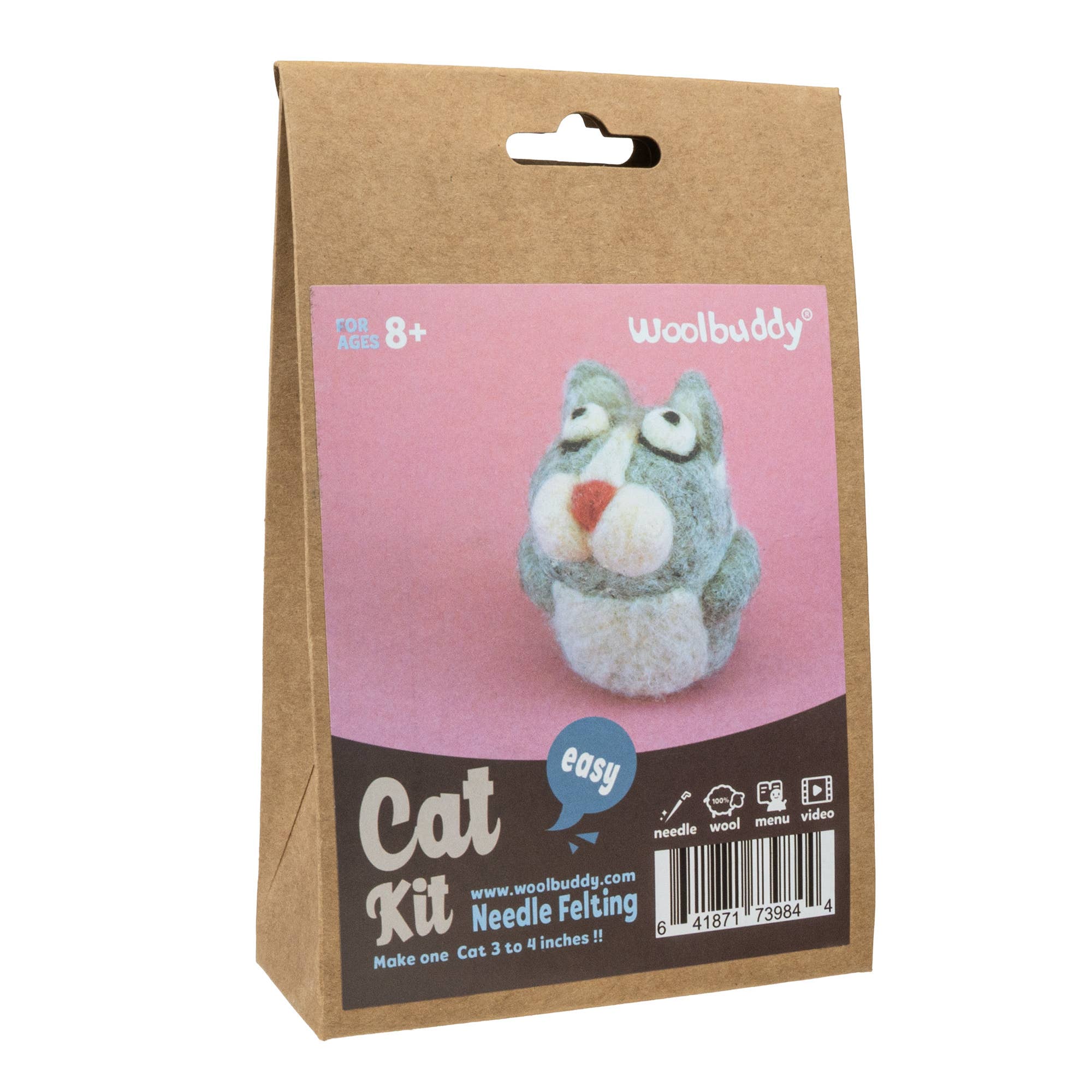 Woolbuddy - Venta al por mayor Kit de manualidades - Kit de fieltro con aguja DIY - Gato1