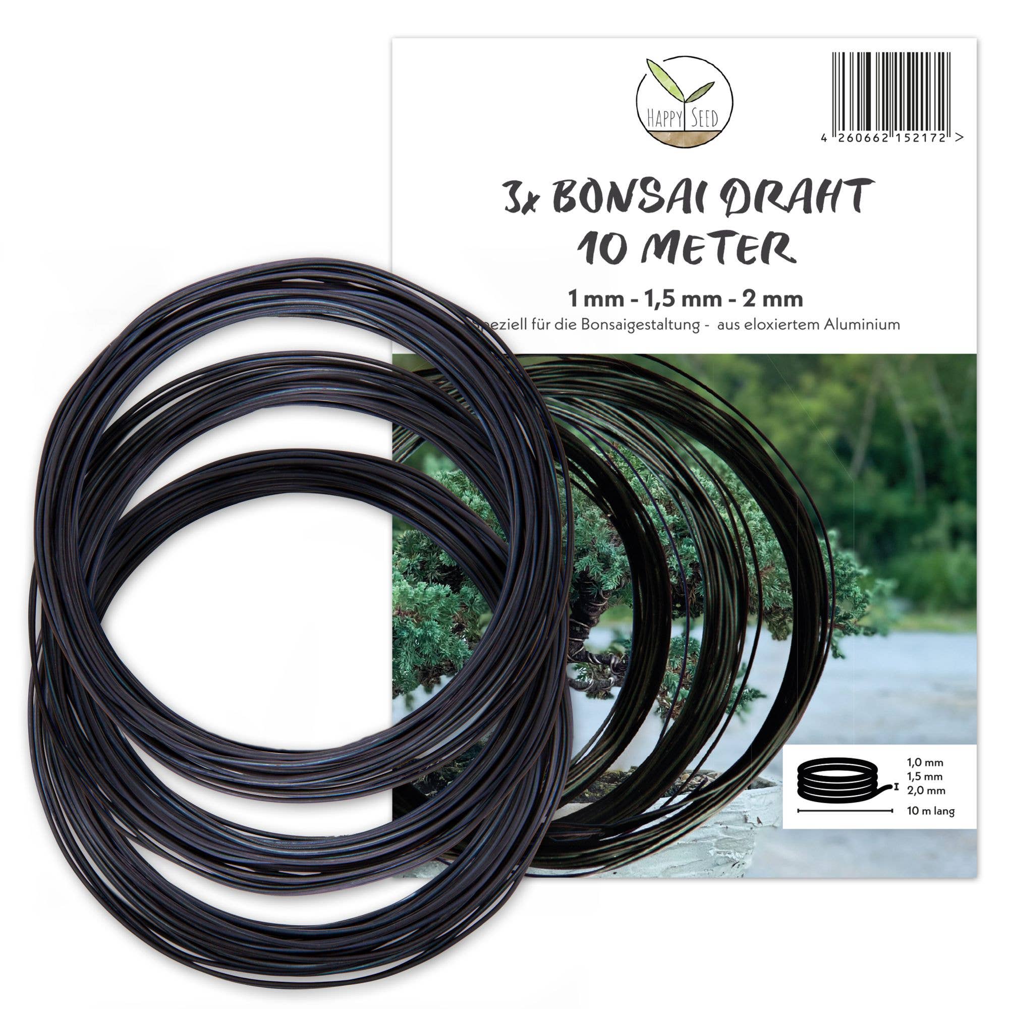 Vendix GmbH - Wholesale Garden Tool - HappySeed 10m Anodized Aluminum Bonsai Wire, Black10
