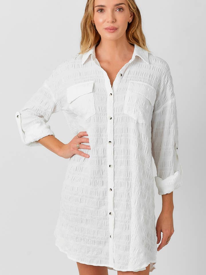 60176 Textured Shirt Dress for wholesale by Mystree