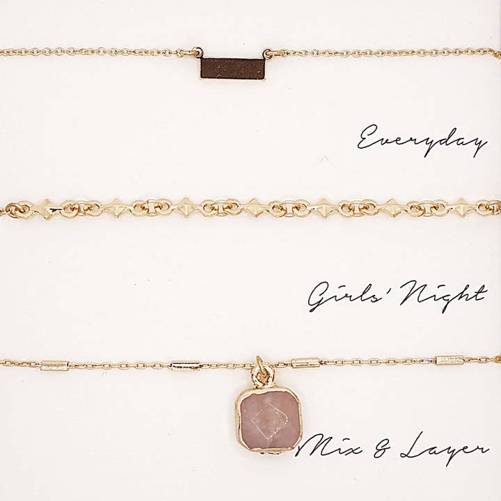 BN 3PC Assorted Layering Pendant Necklace Gift Set for wholesale on Faire