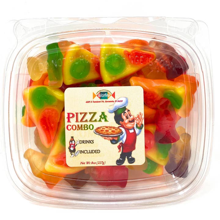 Dulcefina Chocolate and Sweets - Wholesale Gummy - Pizza & Soda Combo Gummies 7oz Tub