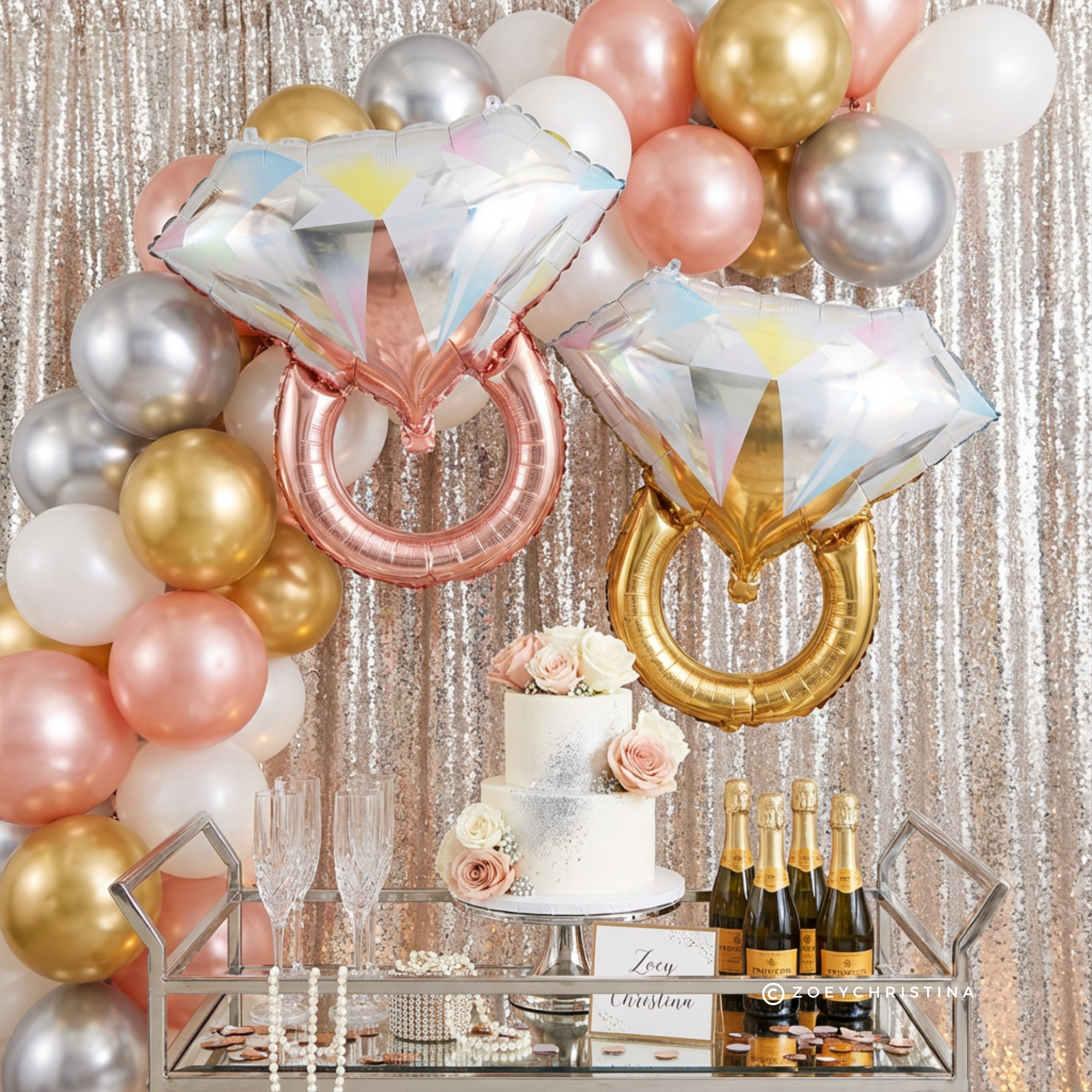 Zoey Christina - Wholesale Balloon - Diamond Ring Foil Balloon – Rose Gold & Gold Options5