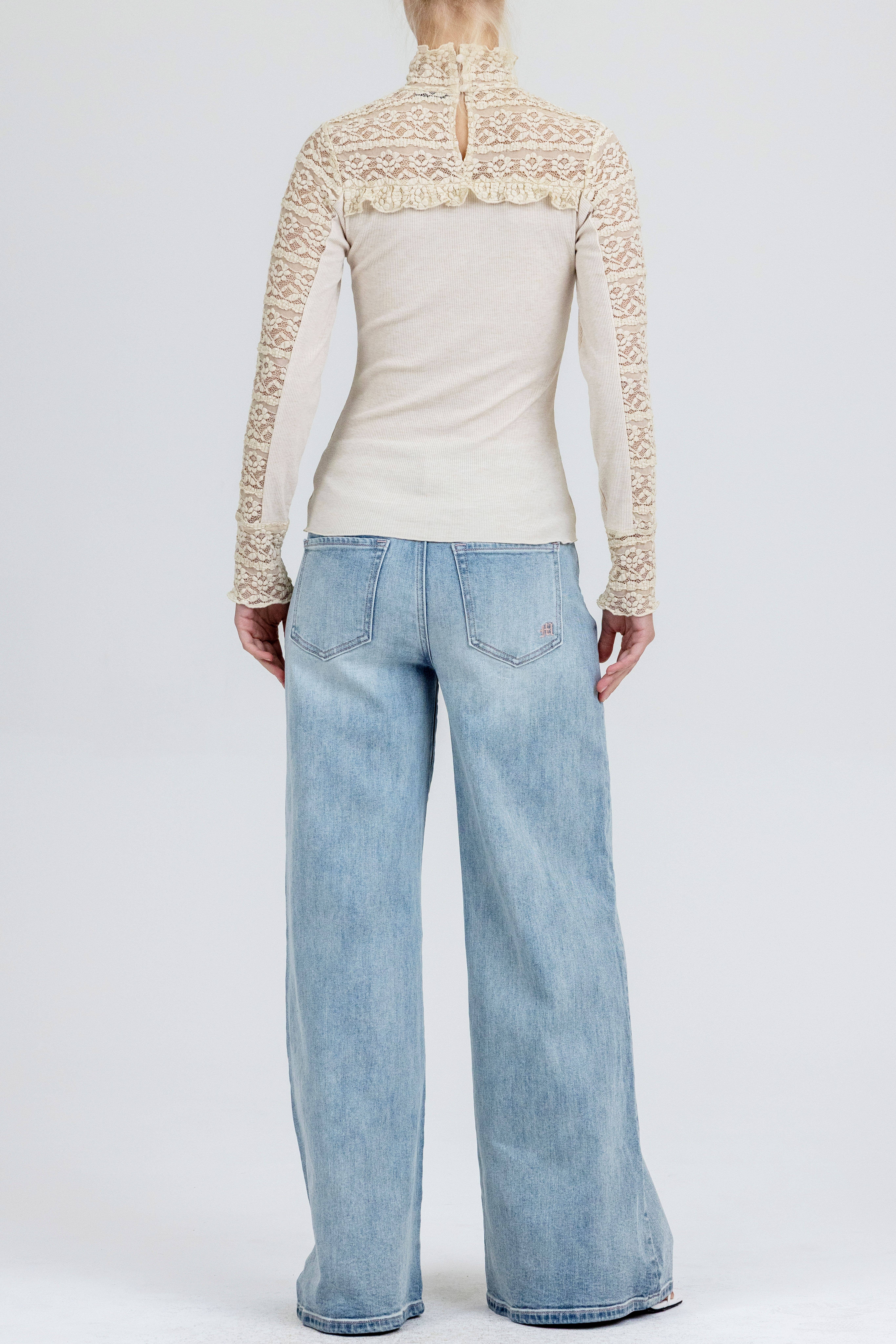 Miss Me - Wholesale Knit Top - Women's - MT5016L- LACE LONG SLEEVE TOP1