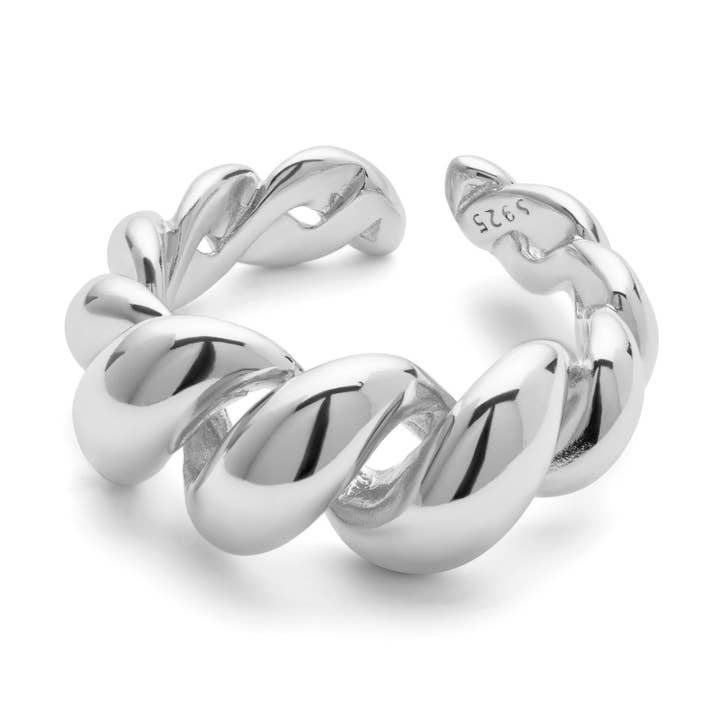 Anillo de plata de ley con eslabones retorcidos para venta al por mayor de Elk & Bloom