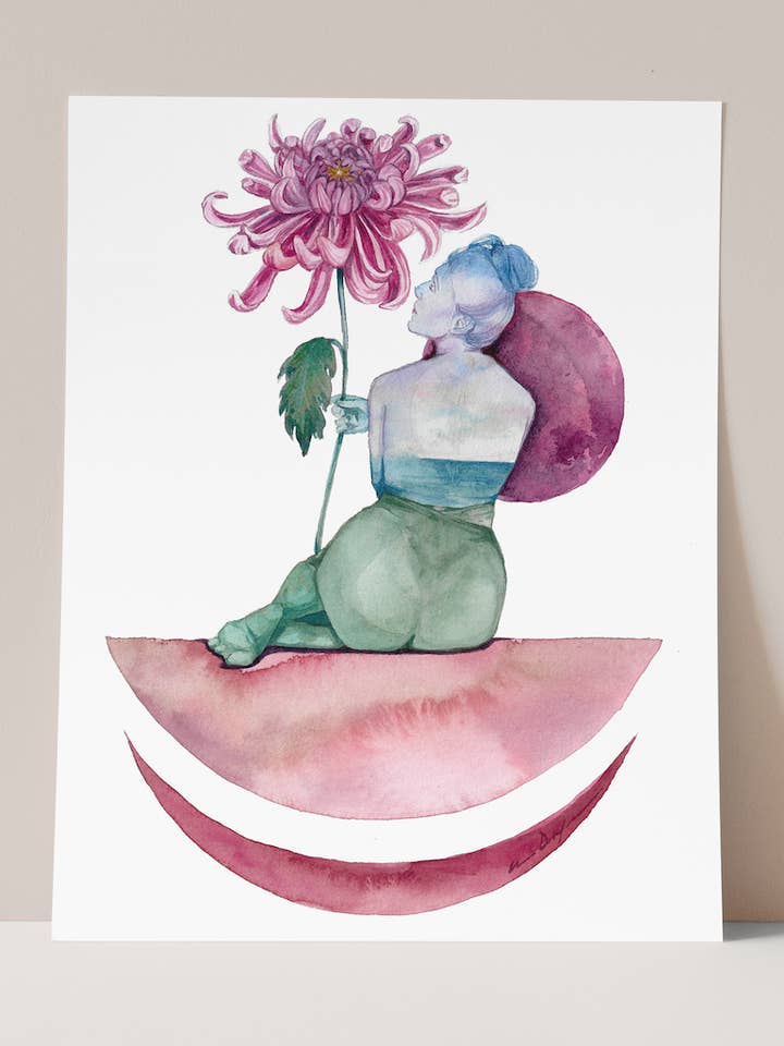 Impression de la déesse de la fleur de naissance de novembre pour la vente par Andrea Durfee Art