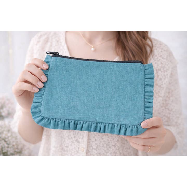 House of Kraft - Wholesale Pouch - Women's - Canvas Ruffle Pouches | Canvas Travel Pouches | Zipper Pouch11