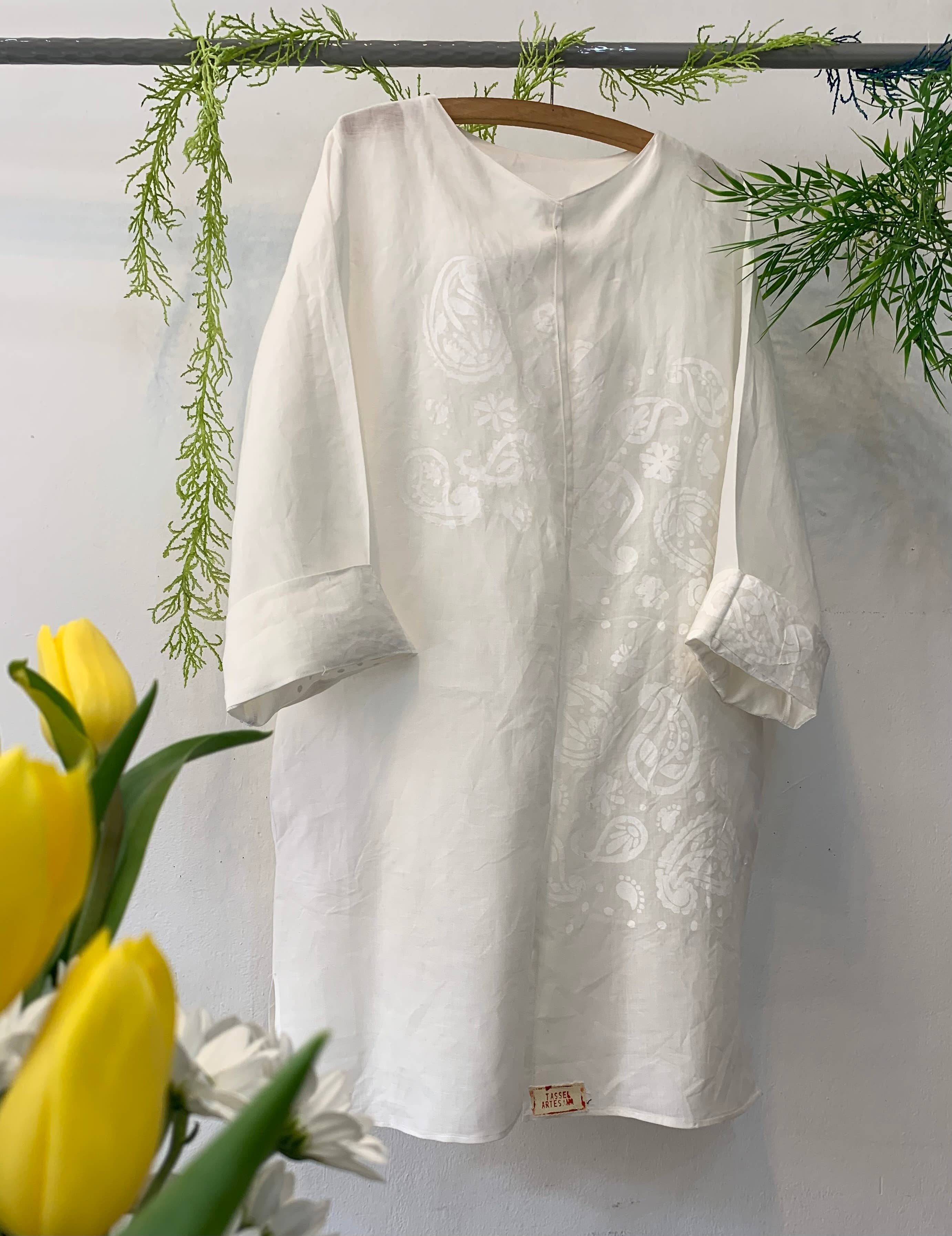 Tasselartesana - Wholesale Kaftan - Women's - Mediterranean linen CAFTAN, with handmade serigraphy 25