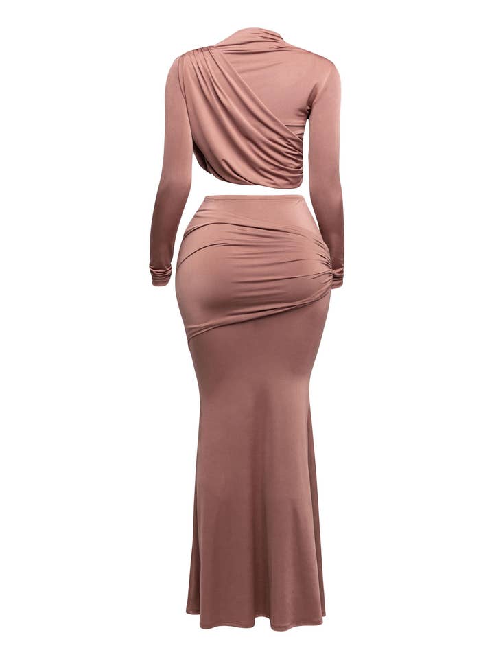 K Too - Wholesale Top & Skirt Set - Women's - PLUS SIZE Shirring detailed top & long skirt set
