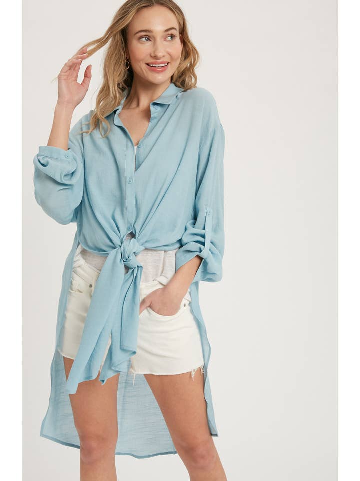 Bluivy – Camisa com botões no colarinho – Mulher por atacado – CAMISA DE PALANGRE VENTILADA COM BOTÕES