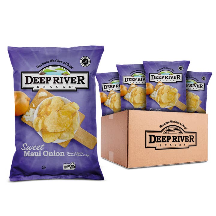 Sweet Maui Onion Kettle Cooked Potato Chips for wholesale by Deep River Snacks
