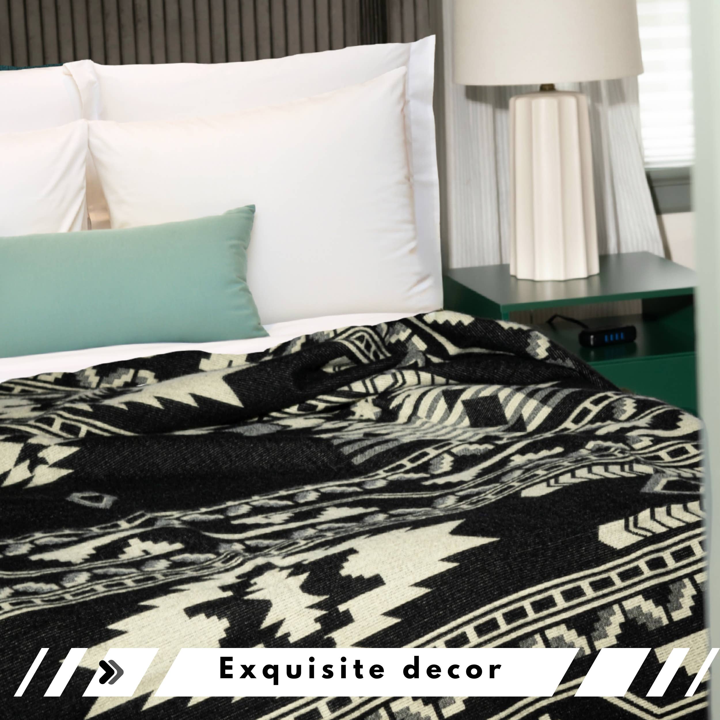 LATITUDE ZERO GOODS - Wholesale Throw Blanket - Los Abuelos - Black Native Blanket4