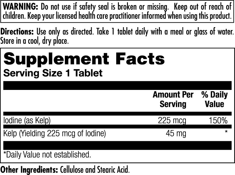 KAL - Wholesale Oral Supplement/Vitamin - Kelp Iodine Tablets2