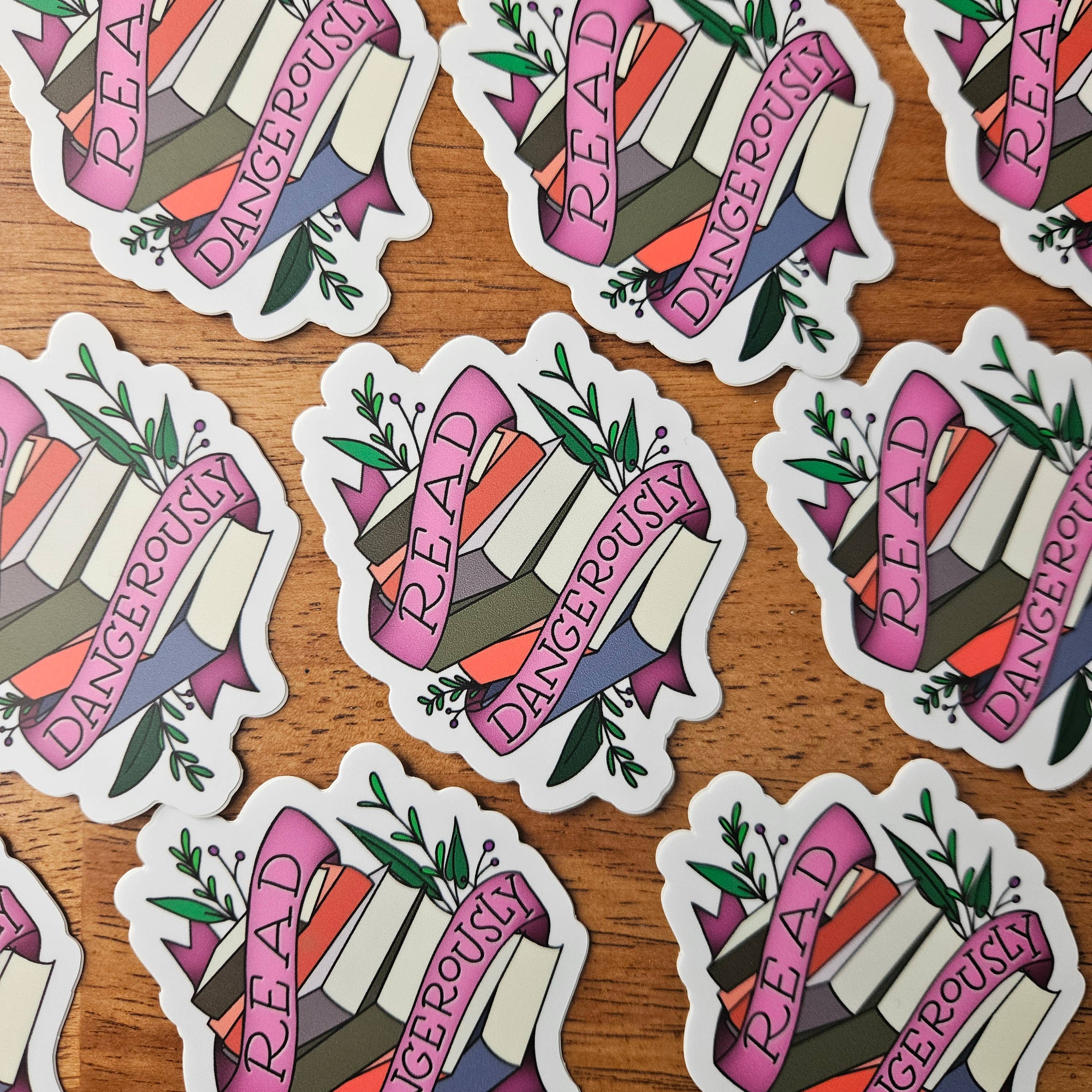 Nerd Lady Designs - Wholesale Phone & Laptop Stickers - Read Dangerously Botanical Sticker3