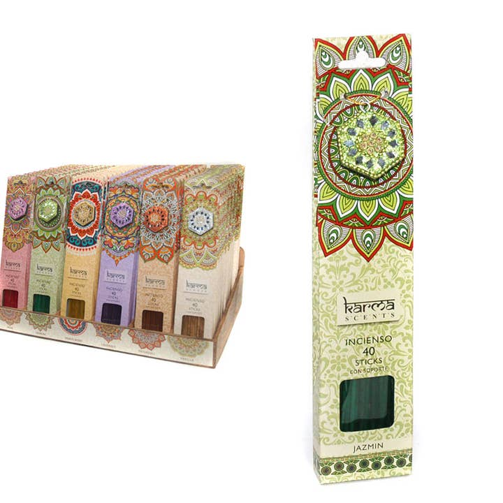 Røgelse med 40 pinde og jasminholder for engroshandel hos Aktual / Dekora Import S.A