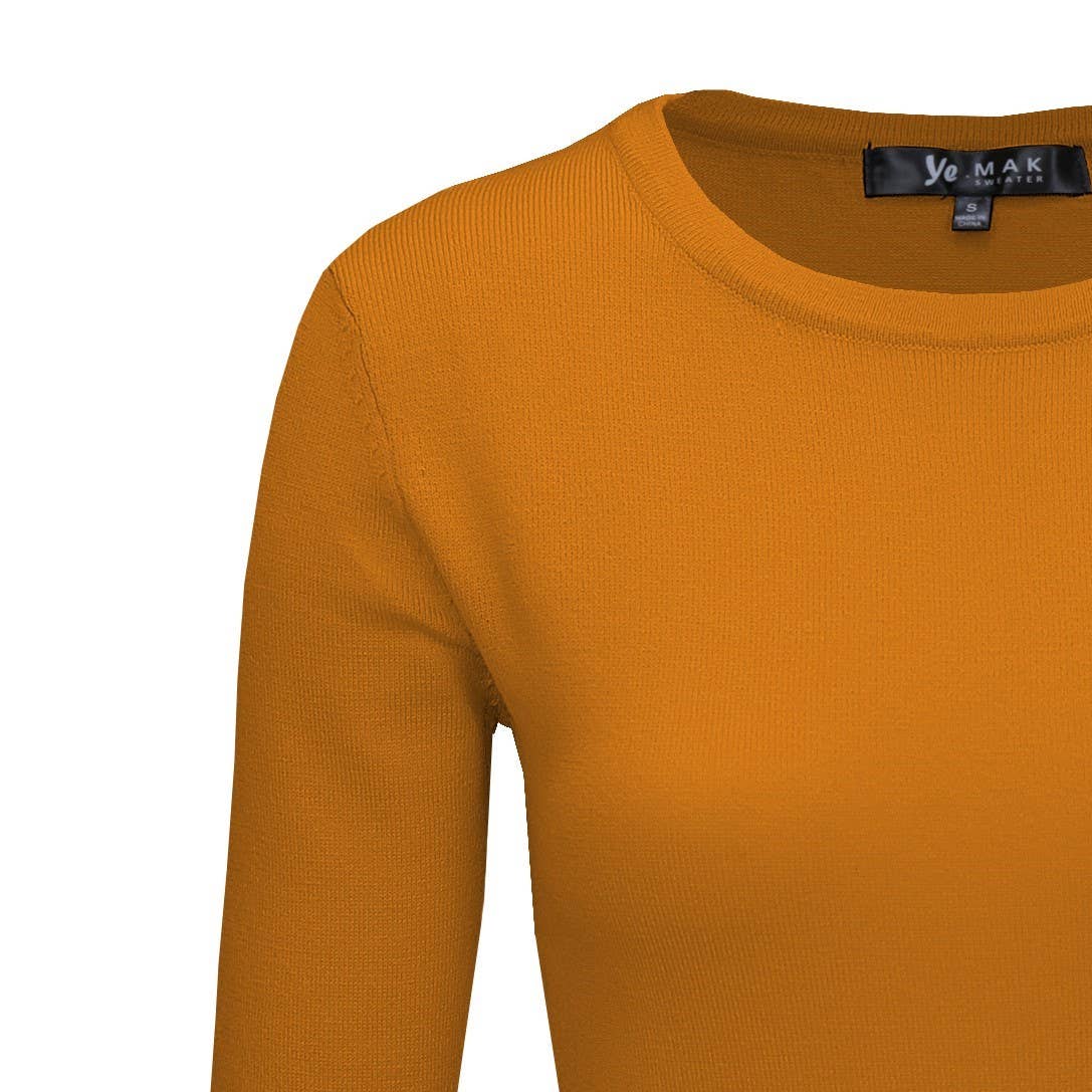 Mak - Wholesale Knit Top - Women's - 3/4 Sleeve Crewneck Soft Lightweight Basic Knit Top MK363648