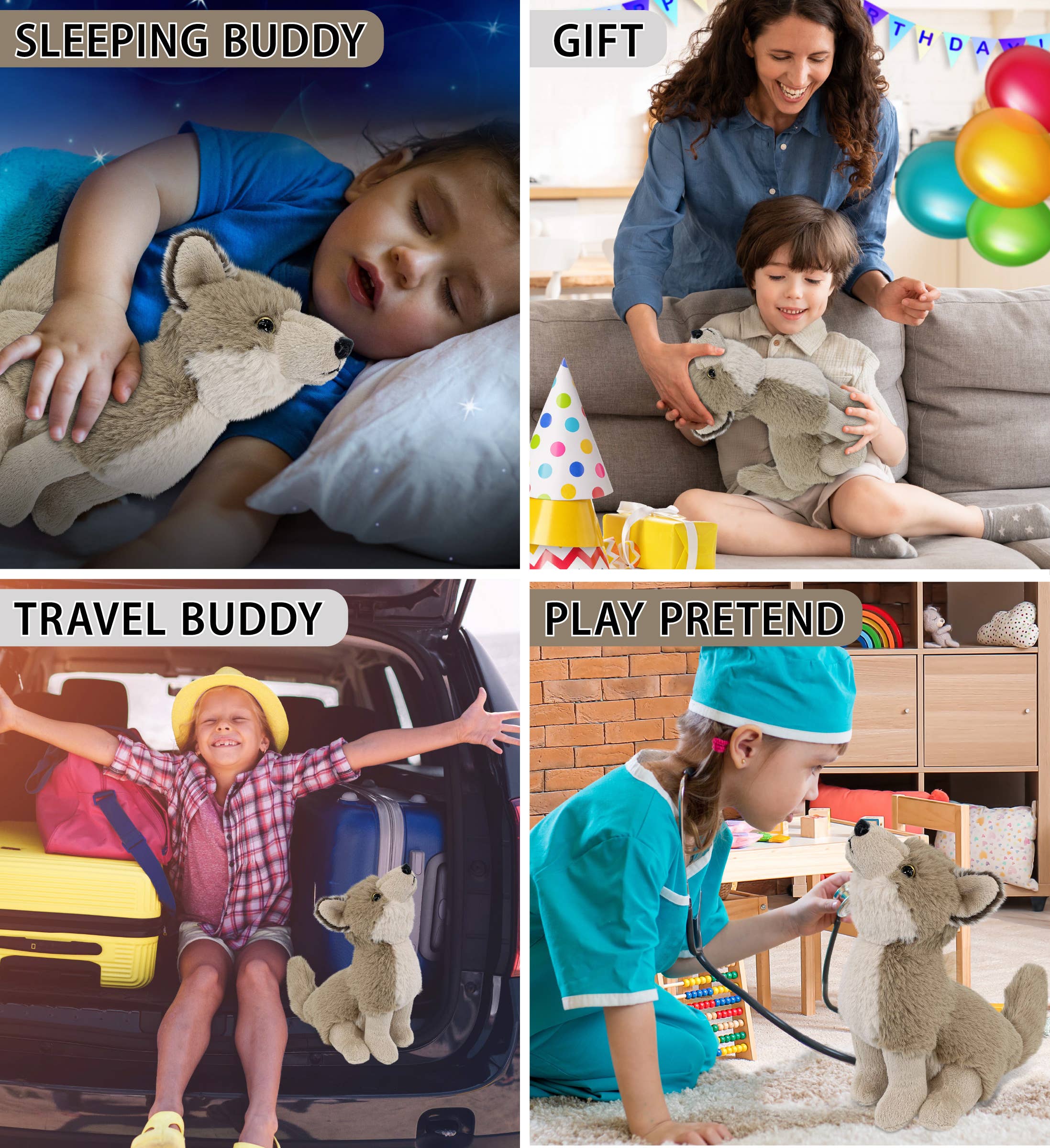 Cota Global - Wholesale Stuffed/plush toy – Kids & baby - Super-Soft Plush - Howling Wolf 10.5"3