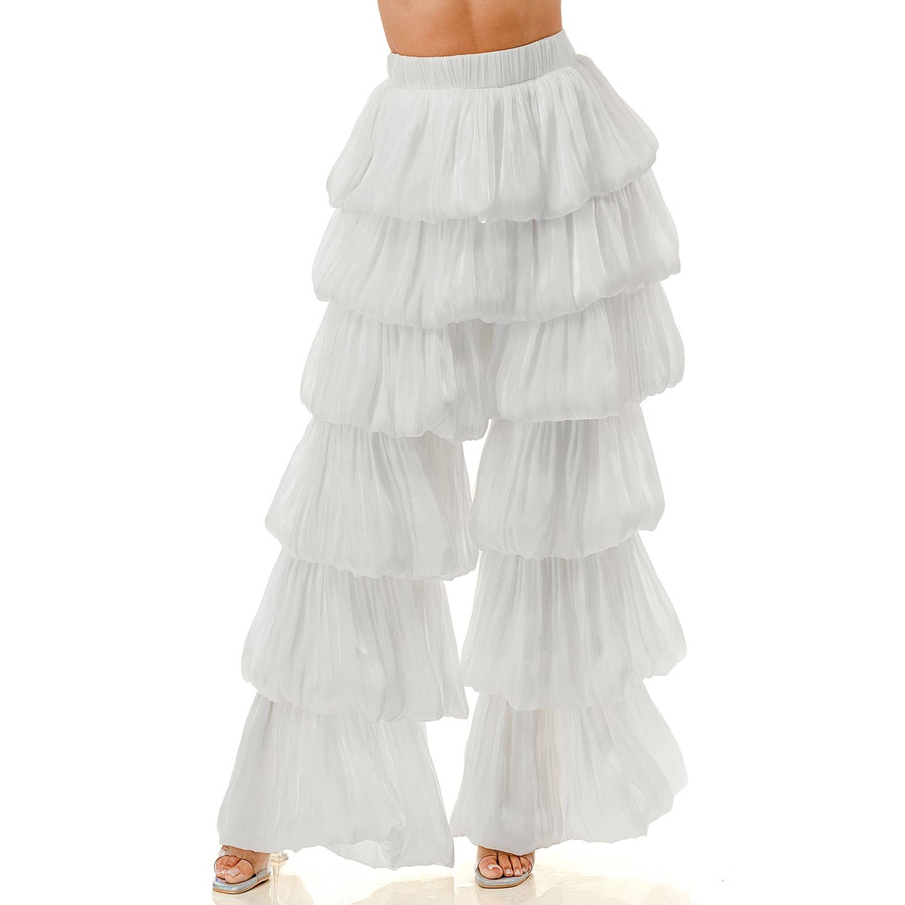DORCAS - Wholesale Pants - Women's - Plus Size Bubble Hem Tiered Ruffled Organza Pants12