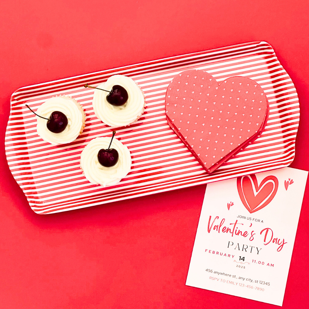 Sprinkles & Confetti Party Supplies - Wholesale Serving Tray - Red Stripe Melamine Multi Purpose Party Tray for Appetizers & Desserts5