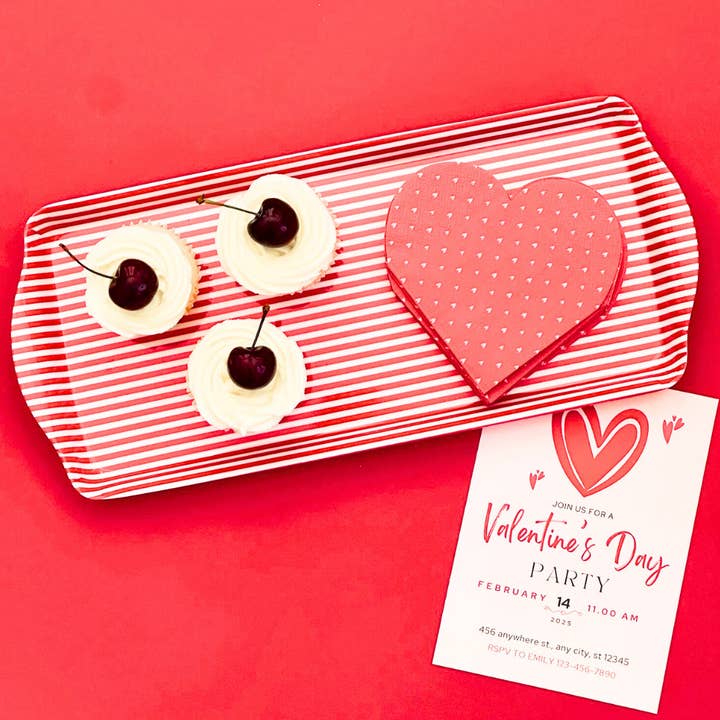 Sprinkles & Confetti Party Supplies - Wholesale Serving Tray - Red Stripe Melamine Multi Purpose Party Tray for Appetizers & Desserts5