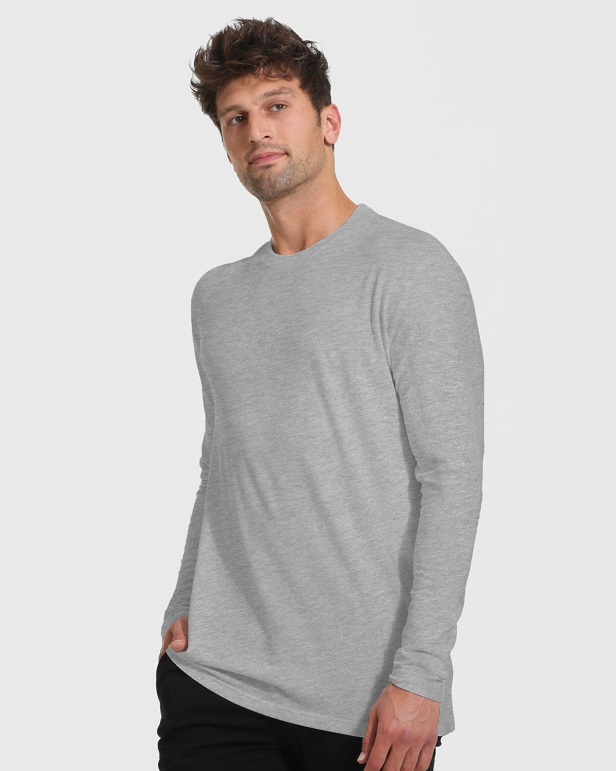 True Classic - Wholesale T-Shirt - Men's - Heather Gray Tall Long Sleeve T-Shirt3