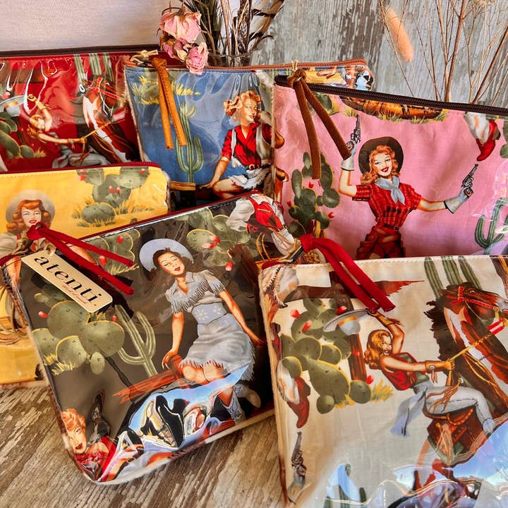 "Western" Pinup Cowgirl 6 Accessory Pouch Set and other Purchase Wholesale american darling. Free Returns & Net 60 Terms on Faire trending on Faire.
