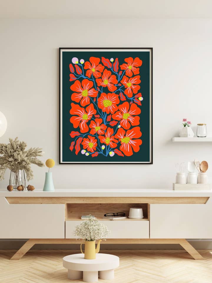 Vintage Floral Blooms Original Illustration Art Print for wholesale by Vivian Sofia Designs