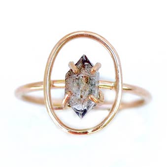 Bague Herkimer avec halo de diamants pour la vente par Alana Douvros Jewellery