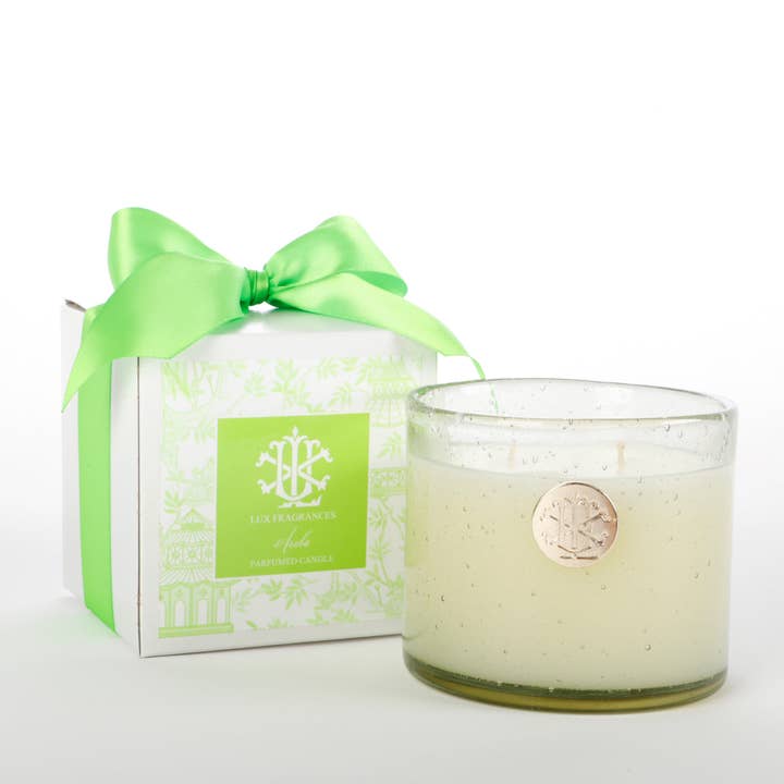 LUX FRAGRANCES - Wholesale Jar/Filled Candle - Aruba 13 oz Candle in White Box with Bow MIN 6