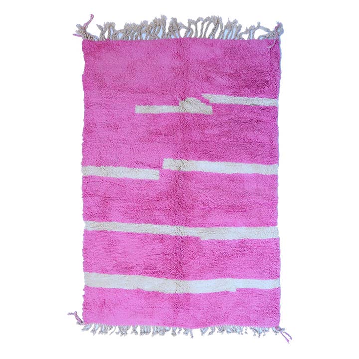 Bright Pink Moroccan Rug Wholesale | Abstract Stripes rug for wholesale by BohoVibeCraft